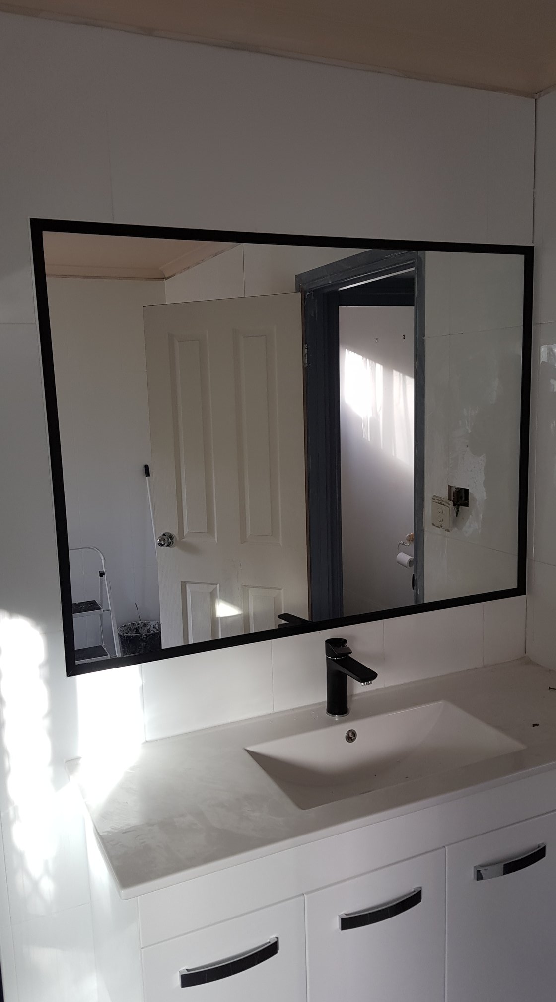 large above basin bathroom wall mirror installation